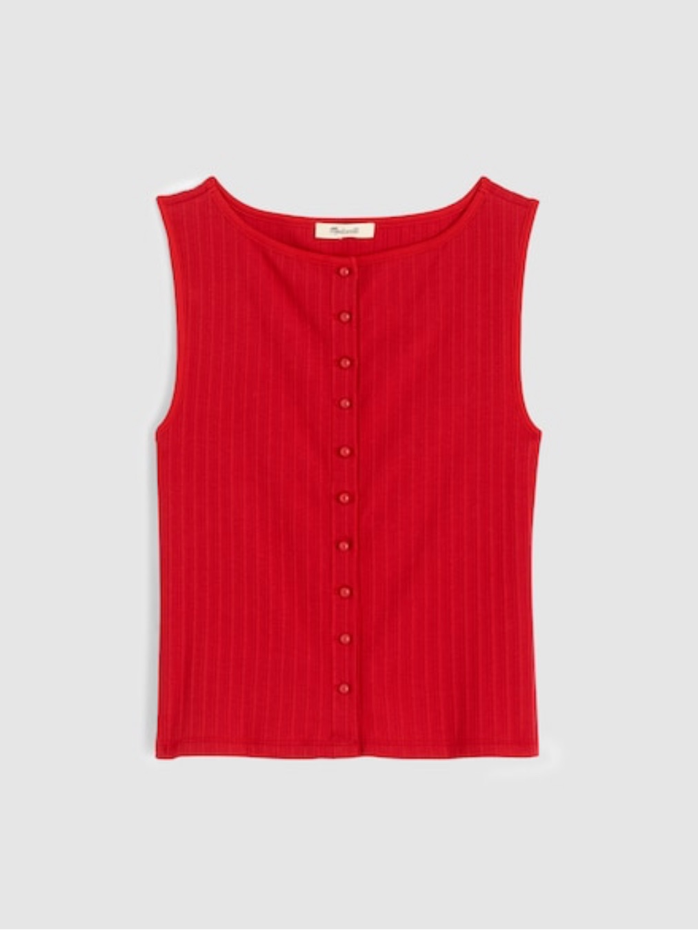 Madewell Cherry Red Ribbed Button-Front Tank